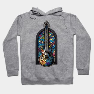 Vintage Stained Glass Guitar Gifts Guitarist Concert Guitar Hoodie